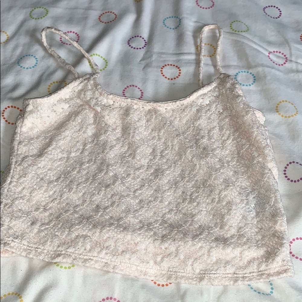 Light pink lace crop tank